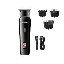 Kemei KM-1113 Hair & Beard Trimmer – 4 Adjustable Length Settings, LED Display, 210‑Minute Runtime, USB‑C Fast Recharge, Stainless Steel Blades – Black