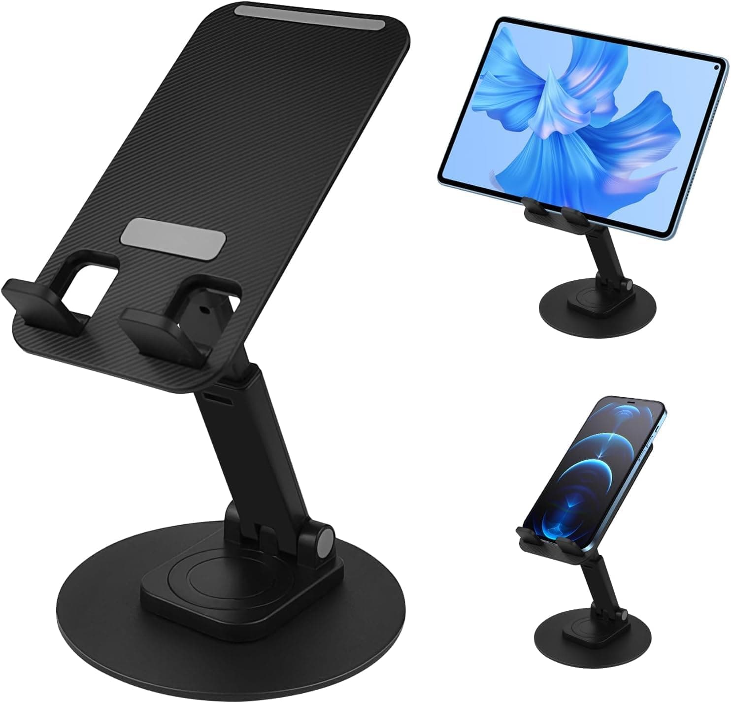 Universal AFT-360 Phone Tablet Holder – Adjustable Foldable 360° Metal Stand – Black