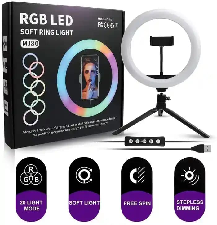 MJ26 10‑Inch RGB LED Soft Ring Light – 26 cm Multi‑Color Ring Light for Photography, Vlogging & Studio Lighting