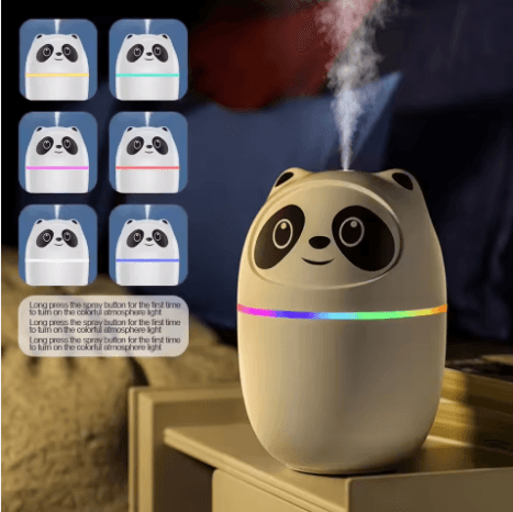 Cute Cartoon Panda Mini Air Humidifier – 30 ml/h Cool Nano Mist, USB‑Powered, Easy‑Clean, White