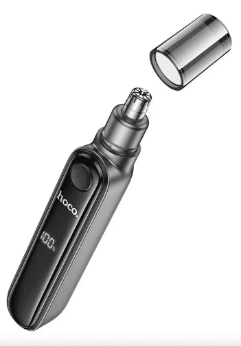 Hoco HP33 Nose Hair Trimmer – Smart LED Display, 5650 rpm Motor & Travel Lock, Metal Gray