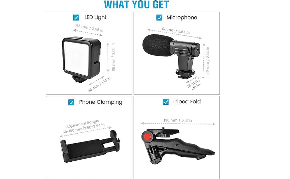 Video‑Making Tripod Kit 3‑in‑1 with Shotgun Microphone, 36‑LED Ring Light, Mini Stand & Bluetooth Remote – Smartphone Vlogging & Live Broadcast Kit