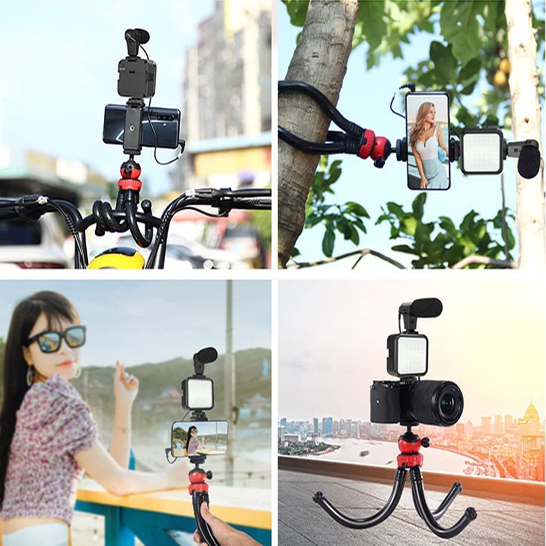Video‑Making Tripod Kit 3‑in‑1 with Shotgun Microphone, 36‑LED Ring Light, Mini Stand & Bluetooth Remote – Smartphone Vlogging & Live Broadcast Kit