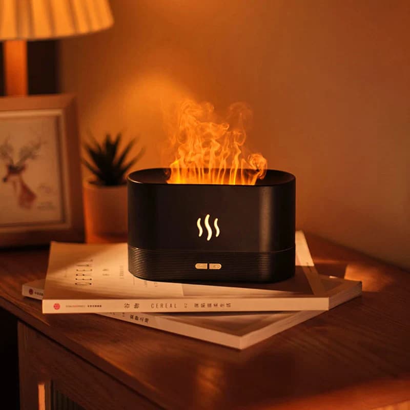 Flame FD-01 Aroma Diffuser – Mesmerizing Flame LED Light & Timer – Black & White