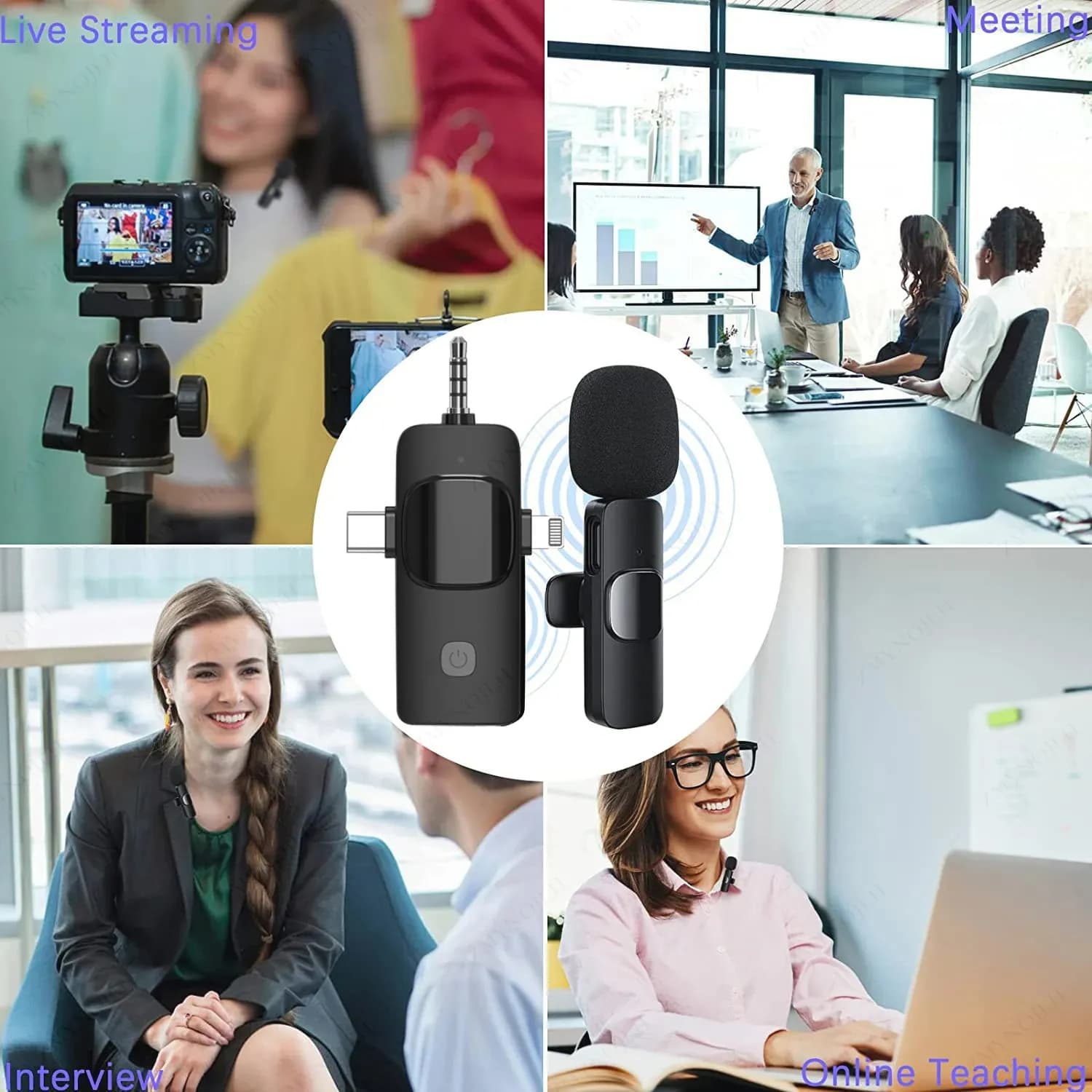 EOENKK K15-3 Wireless Lavalier Microphone 3‑in‑1 Omni‑Directional Noise‑Reduction Mini