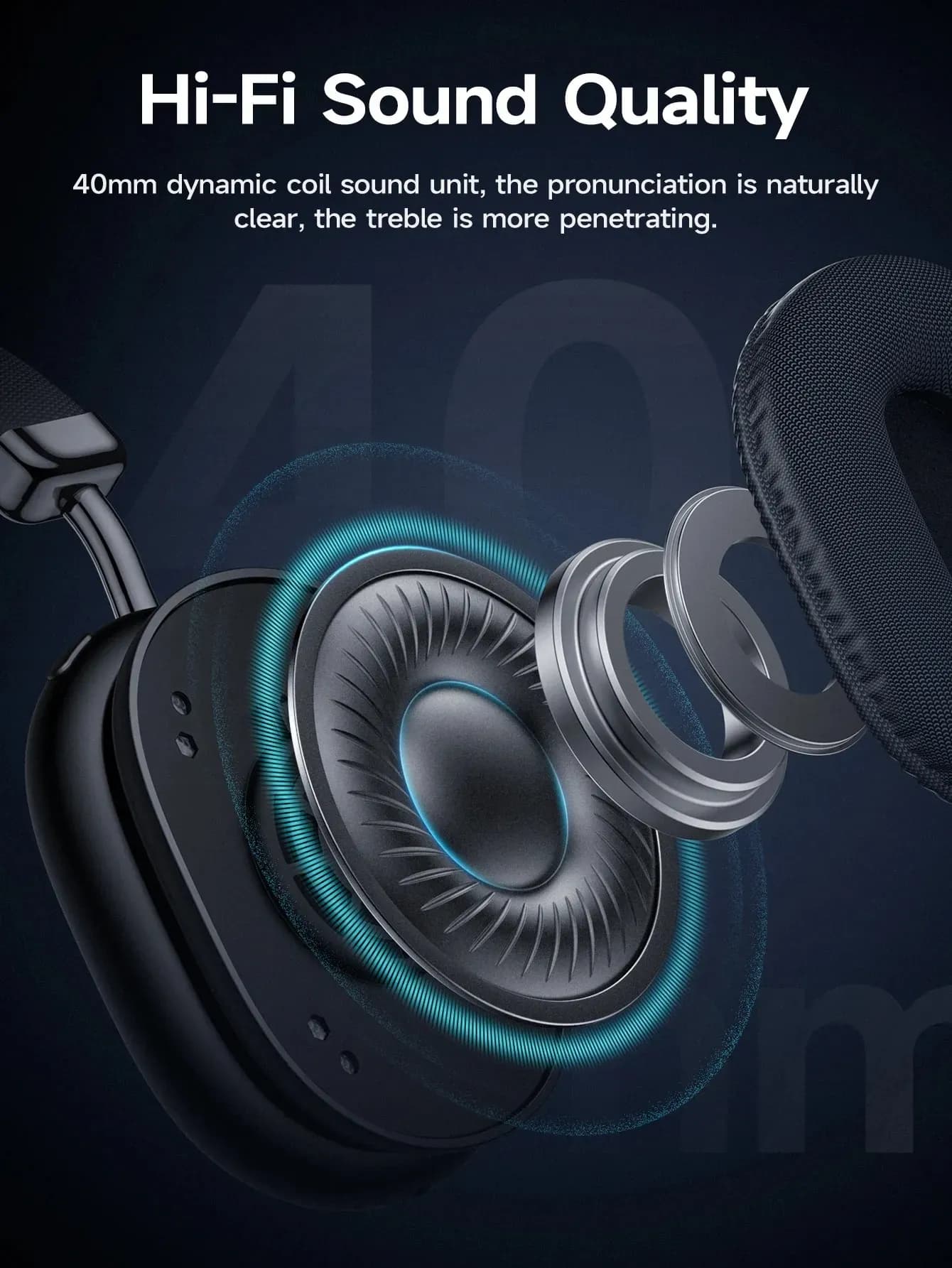 HOCO W35 Max Bluetooth 5.3 Over‑Ear Headphones – 40mm Hi‑Fi Drivers, ANC (45 h ON / 90 h OFF), 800 mAh Battery, Mic, 90‑Hour Playtime – Sports Wireless Earbuds.