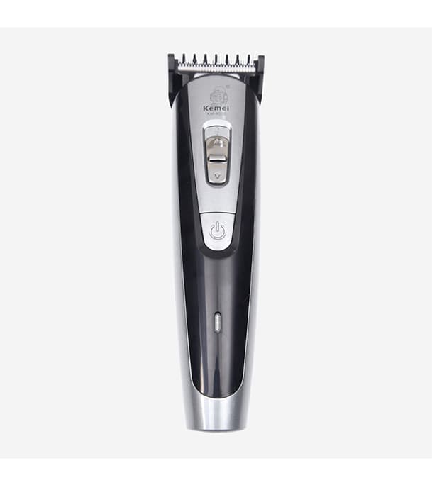 Kemei KM-9050 Hair Trimmer – Titanium Plated Blade, Low‑Noise Wireless Design, Adjustable Length – Silver