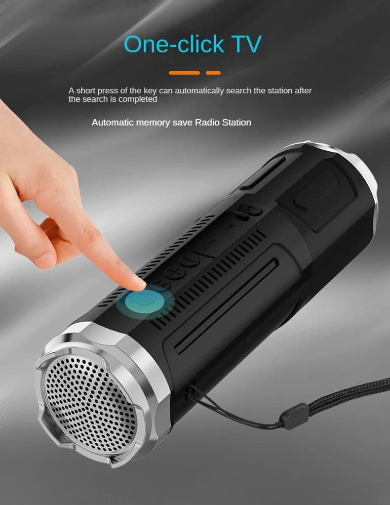 Zenith X1 Portable Bluetooth Speaker with Zoomable Flashlight, 4 Dimming Modes, FM Radio, Long Battery Life – Black