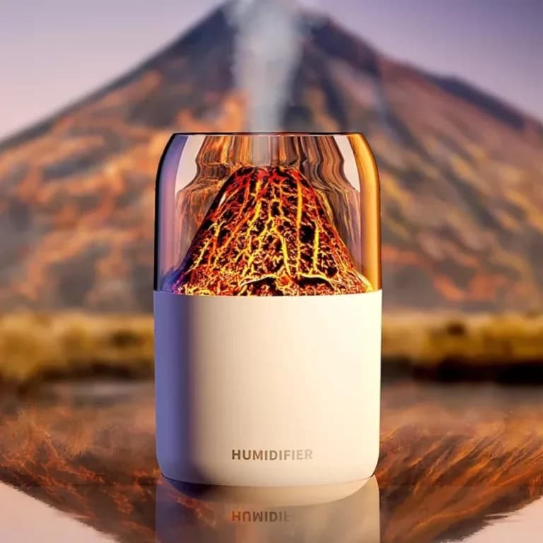 Volcano H05 Air Humidifier – 180ML USB‑Portable Night Light & Aromatherapy – White