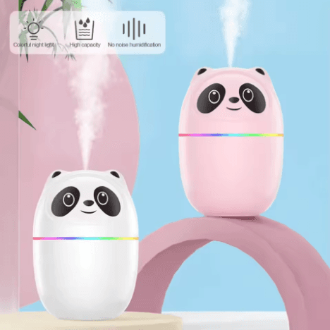 Cute Cartoon Panda Mini Air Humidifier – 30 ml/h Cool Nano Mist, USB‑Powered, Easy‑Clean, White
