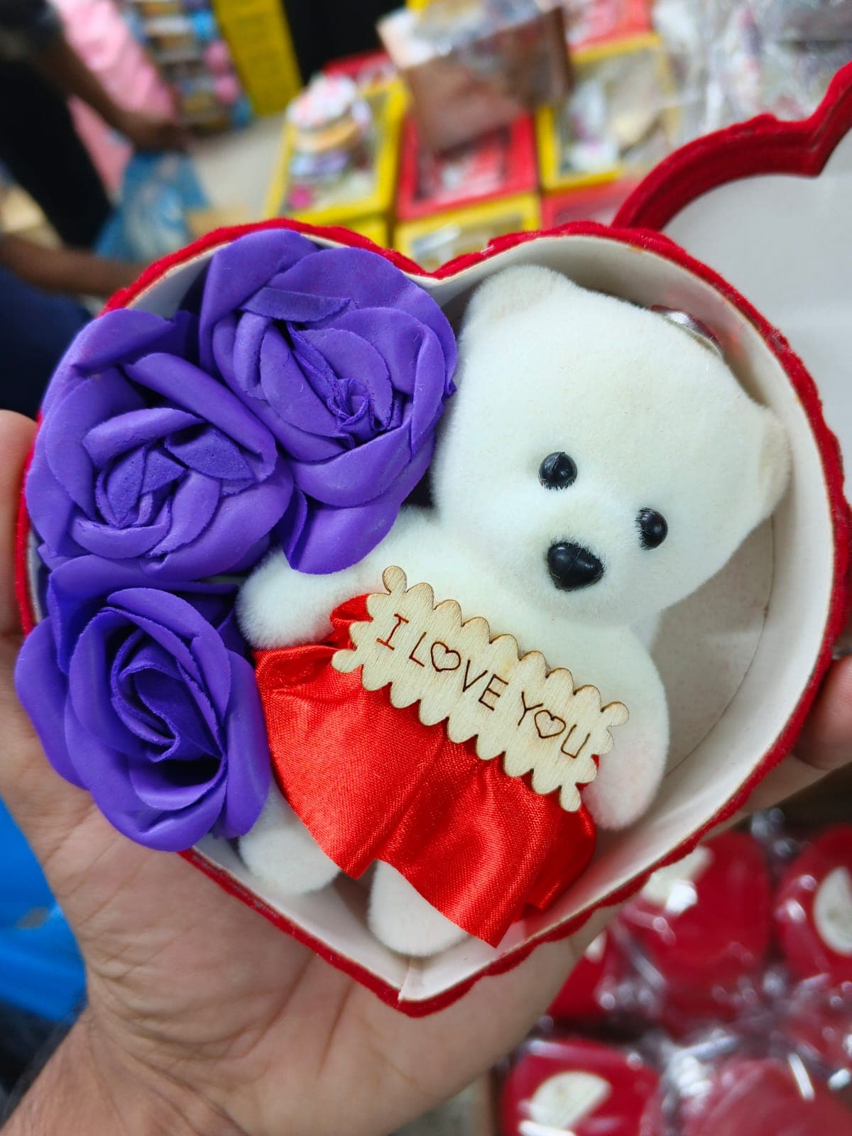 Heart Shaped Gift Box with Teddy and Rose - product image 3