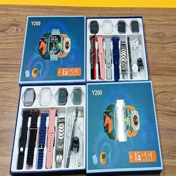 Y200 Smart Watch Gift Set - 3 Watches, 13 Straps, 2.02 inch Screen, Wireless Charging