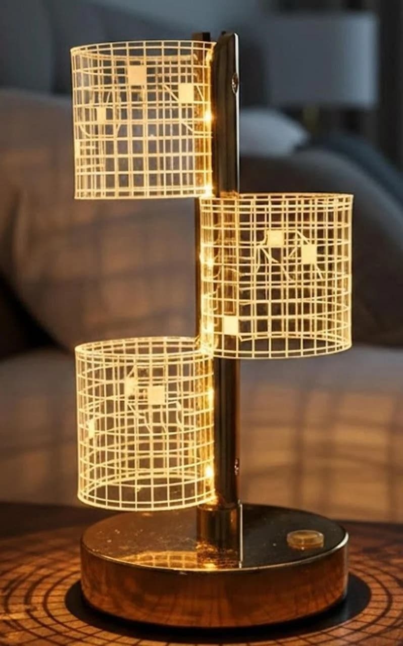 3- tier cylindrical meshrechargable Led table lamp