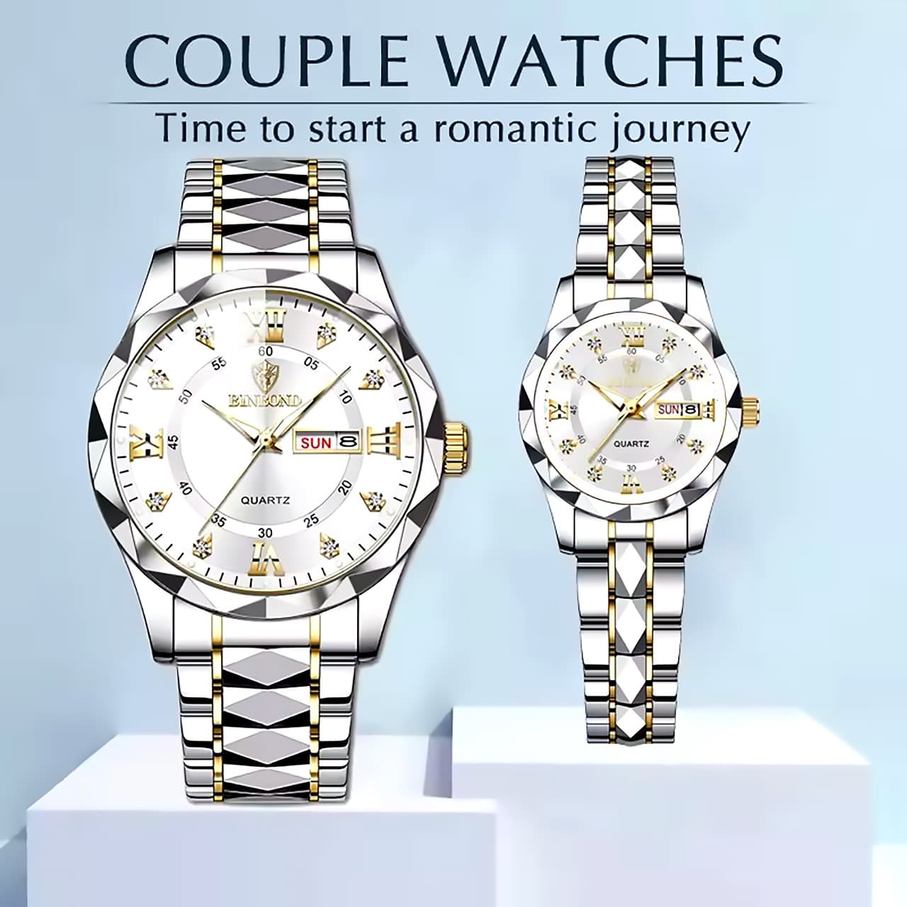 BINBOND Top Brand Luxury Fashion Couple Watches 30M Week Date Clock - Luxury Watch | Sync & Switch