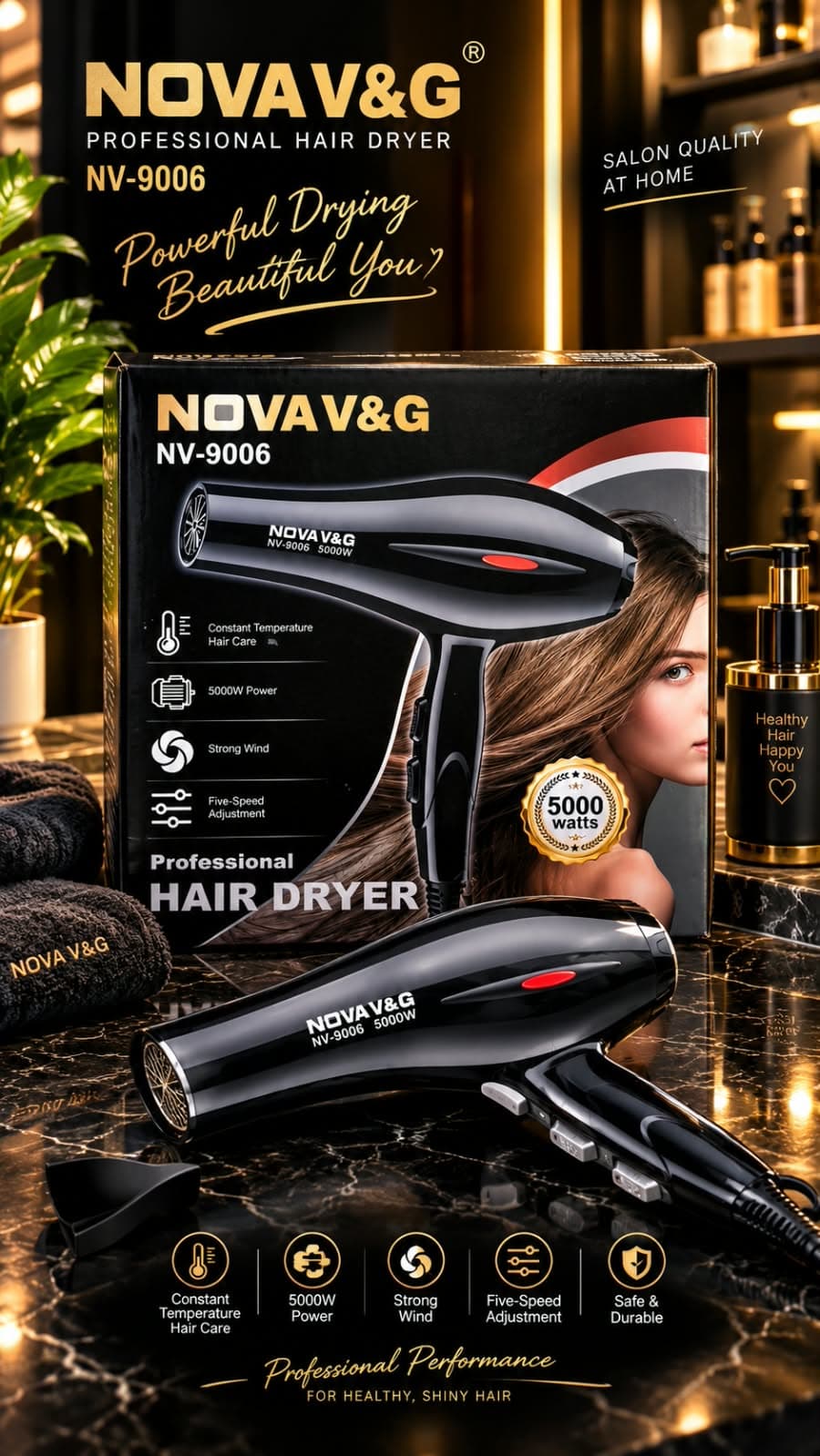 NOVA V&G NV-9006 Professional Hair Dryer