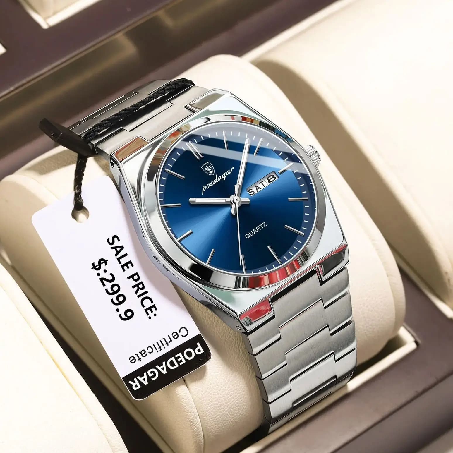 POEDAGAR 930 Men's New Luxury Luminous Date Week Stainless Steel - Luxury Watch | Sync & Switch