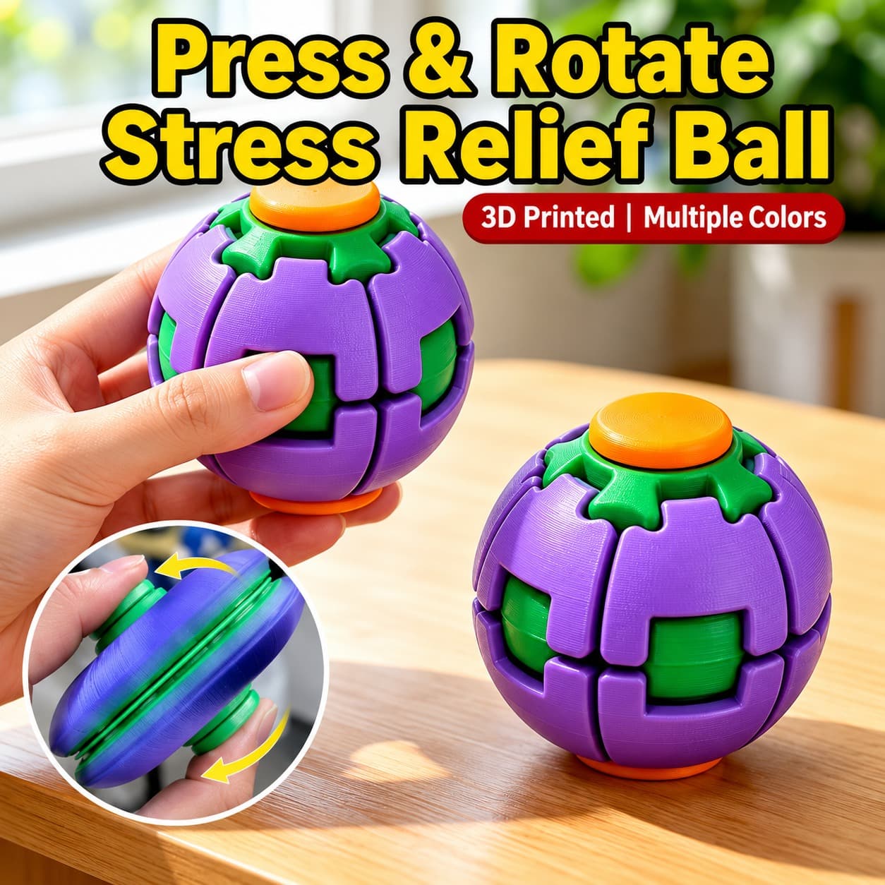 Press & Rotate Stress Relief Ball - Toy | Sync & Switch