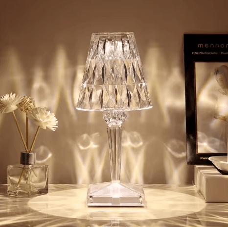Wholesale Luxury Modern Crystal Table Lamp RGB Night Light USB Charging Flexible Bedside Factory Cross-Border Design
