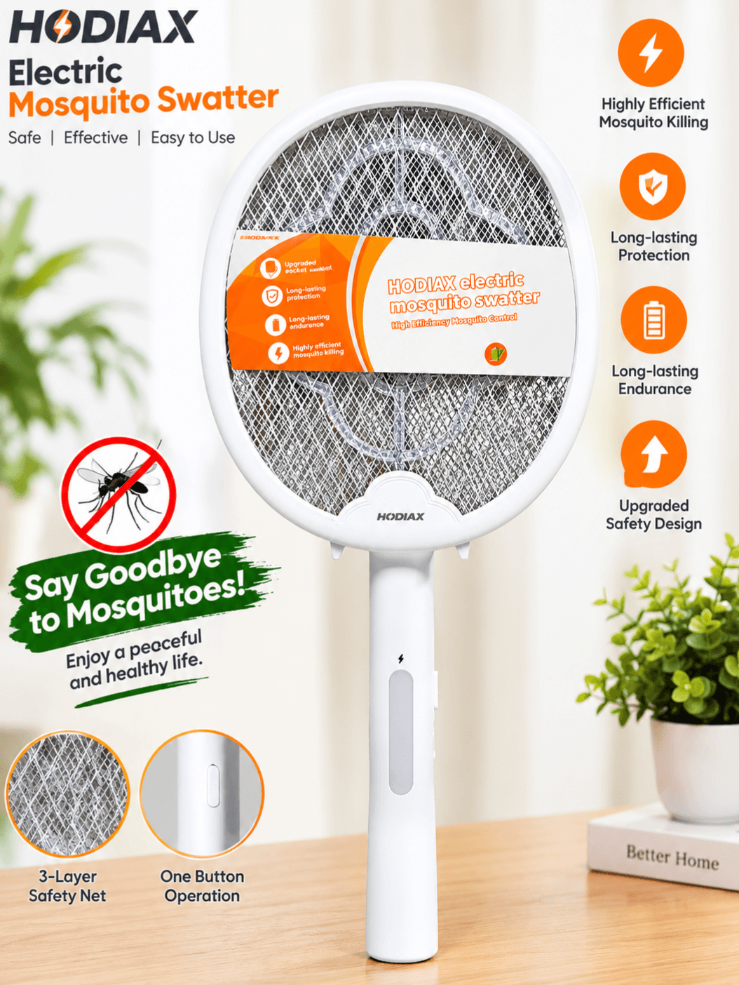 HODIAX Electric Mosquito Swatter – Folding Design