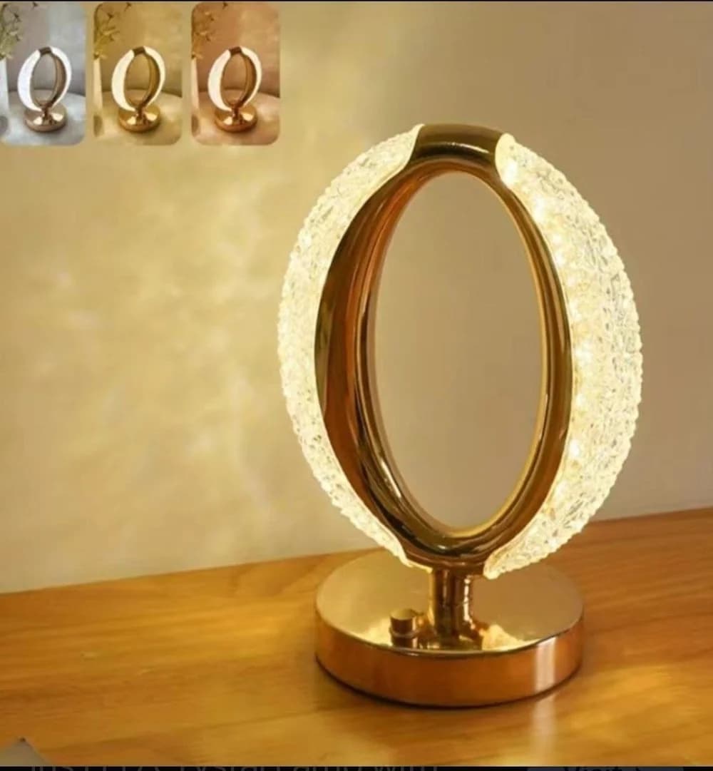 O- shaped crystal table lamp